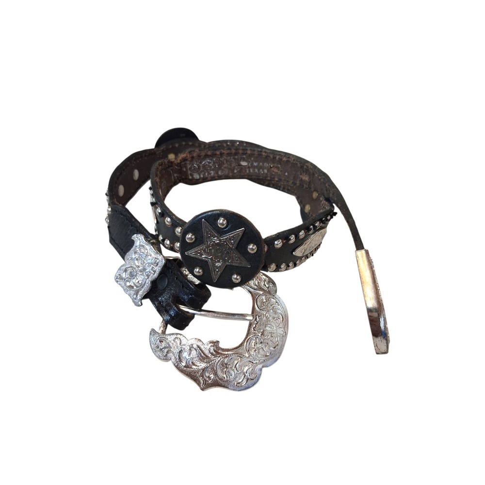 Nocona Texas Women size 26 Western Leather Concho Star Studded Boho Belt Cowgirl
